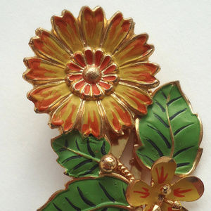 Vintage Floral Polychromed Costume Fur Clip